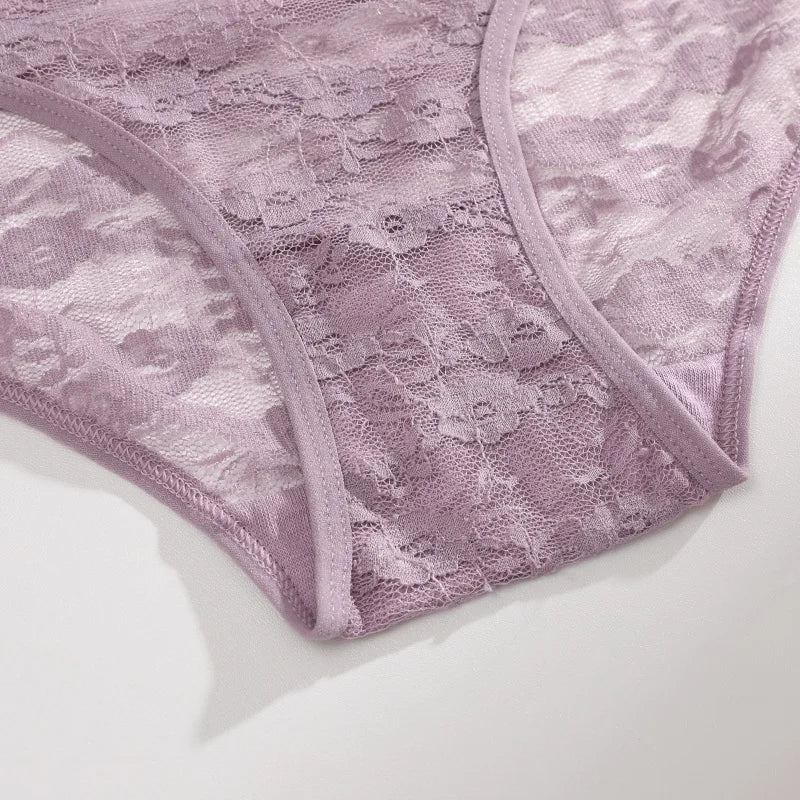 FINETOO 3PCS Women Lace Panties Sexy Hollow Underpants Sexy High Waist Lace Panty Elegant& Romantic Ladies Breathable Underwear