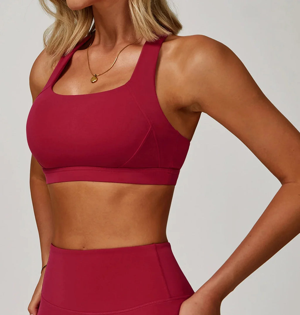 Hearuisavy Sports Bra Gym Underwear High Strength Shockproof Running Yoga Crop Top Breathable Pilates Push Up Fitness Tops Women