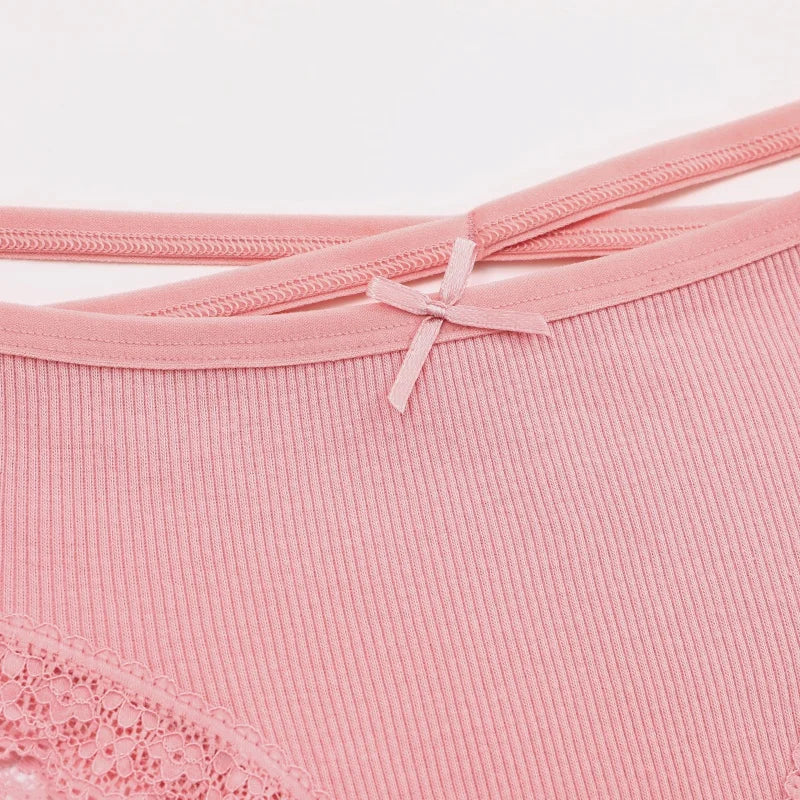 3PCS/Set Women Cotton Panties Low Waist Sexy Lace Brazilian Briefs Female Cross Webbing Underpants Soft Breathable Lingerie S-XL
