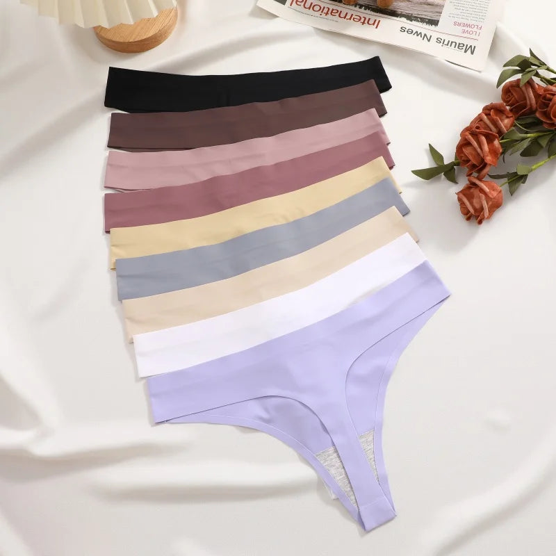5Pcs/Set Seamless Ultra-thin panties Maillard Panties Women Ice Silk Underwear Sexy Panty Low Waist G-string Female Solid Panty