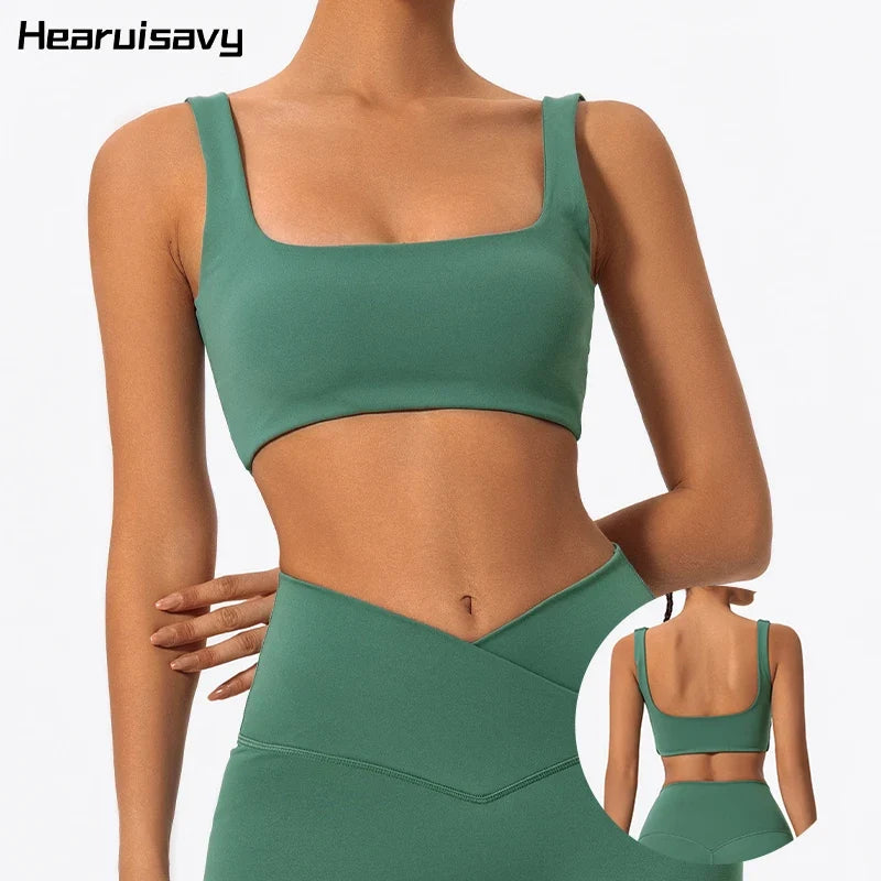 Hearuisavy Summer High Quality Sports Bra Push Up High Impact Gym Underwear Women Breathable Yoga Clothes Fitness Workout Top