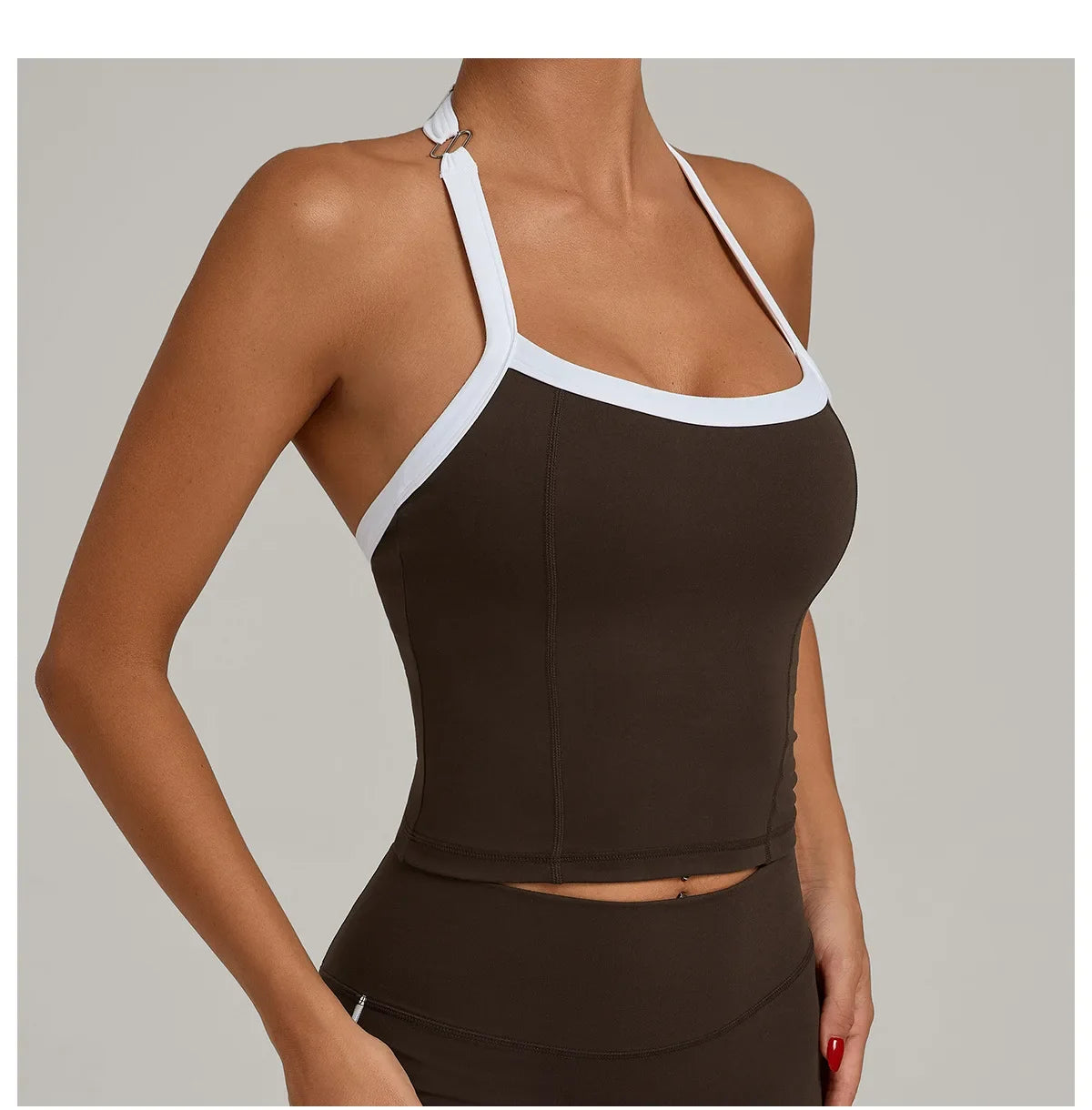 Hanging Neck Top Women Sports Bra Push Up Fitness Yoga Bra Color Blocked Underwear Gym Sport Tops Women Running Vest Bralette