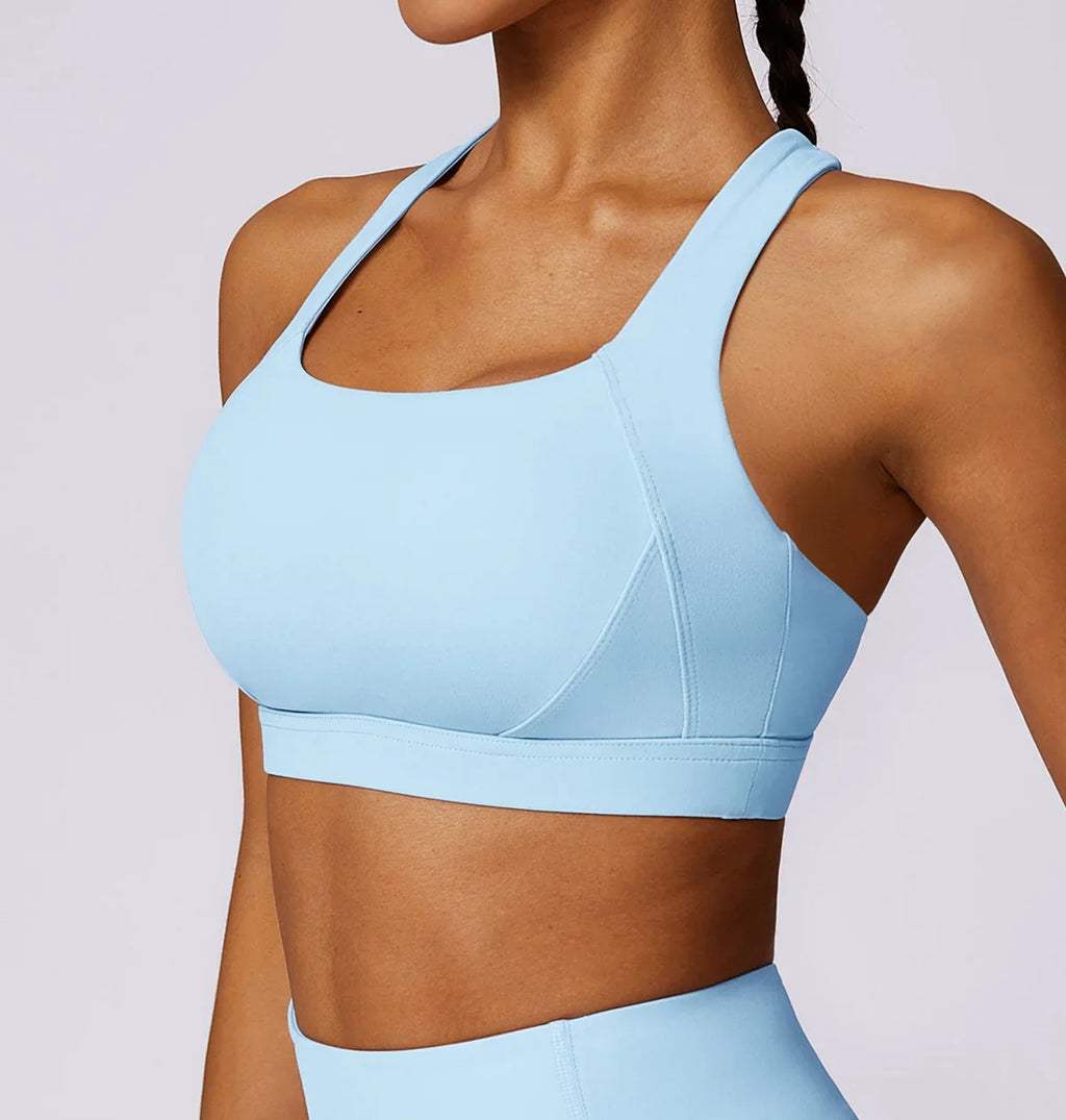Hearuisavy Sports Bra Gym Underwear High Strength Shockproof Running Yoga Crop Top Breathable Pilates Push Up Fitness Tops Women