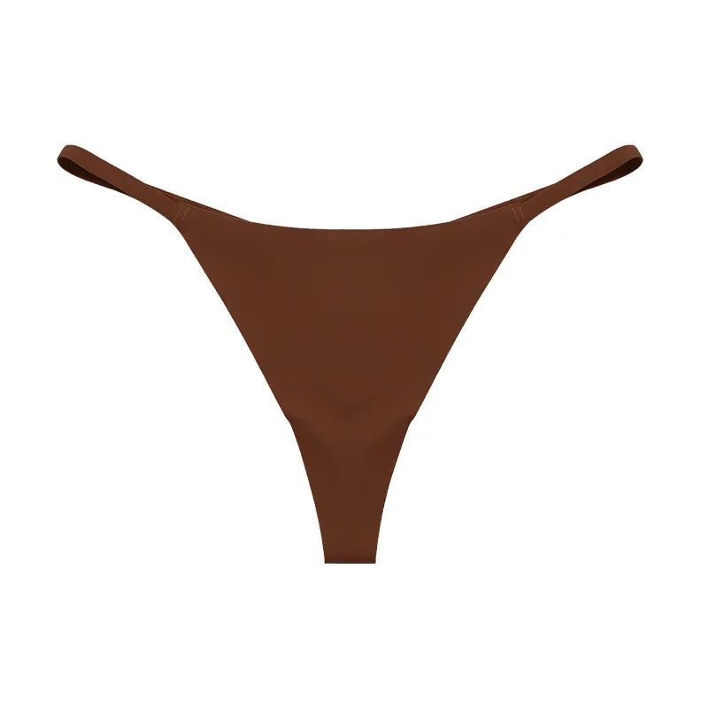 Ice Silk Seamless Women Thong Low Waist Sexy G String Quick Drying Panties Simple Underwear Traceless Thin Sports Yoga Briefs