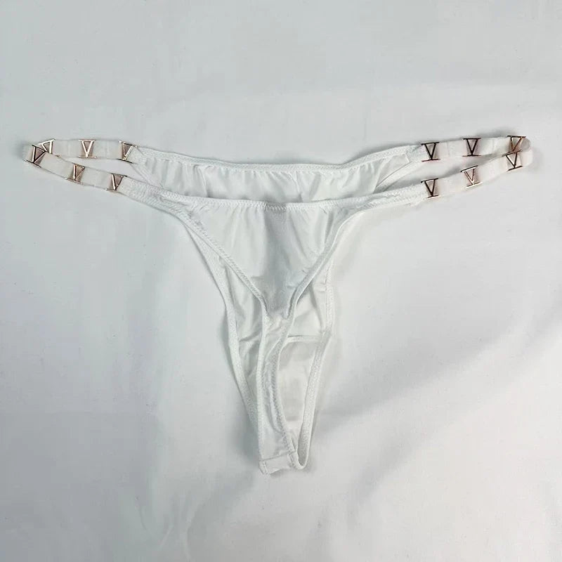 Low Rise Sexy Thong Women Underwear Briefs Seamless Panties Zebra Flower Luxury Metal Buckle G String Bikini Girls Female Panty