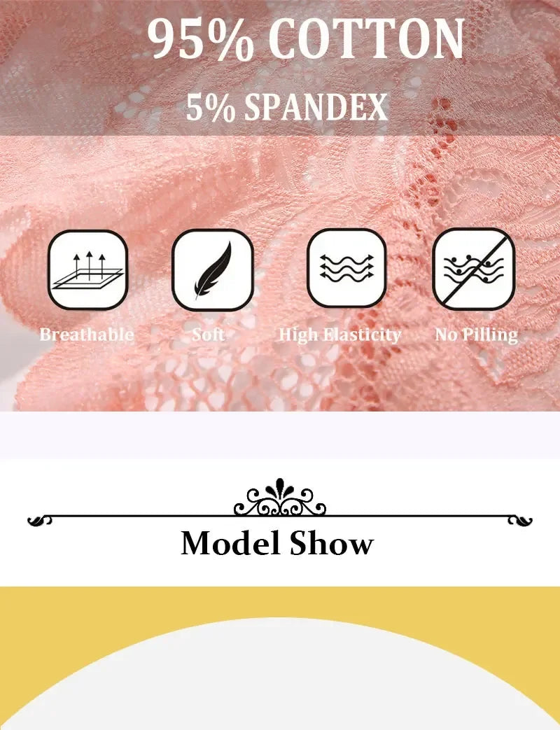 5PCs/Set Sexy Lace Thongs for Women Solid G-String Panties Floral Perspective Underwear Female Soft Breathable Women Lingerie