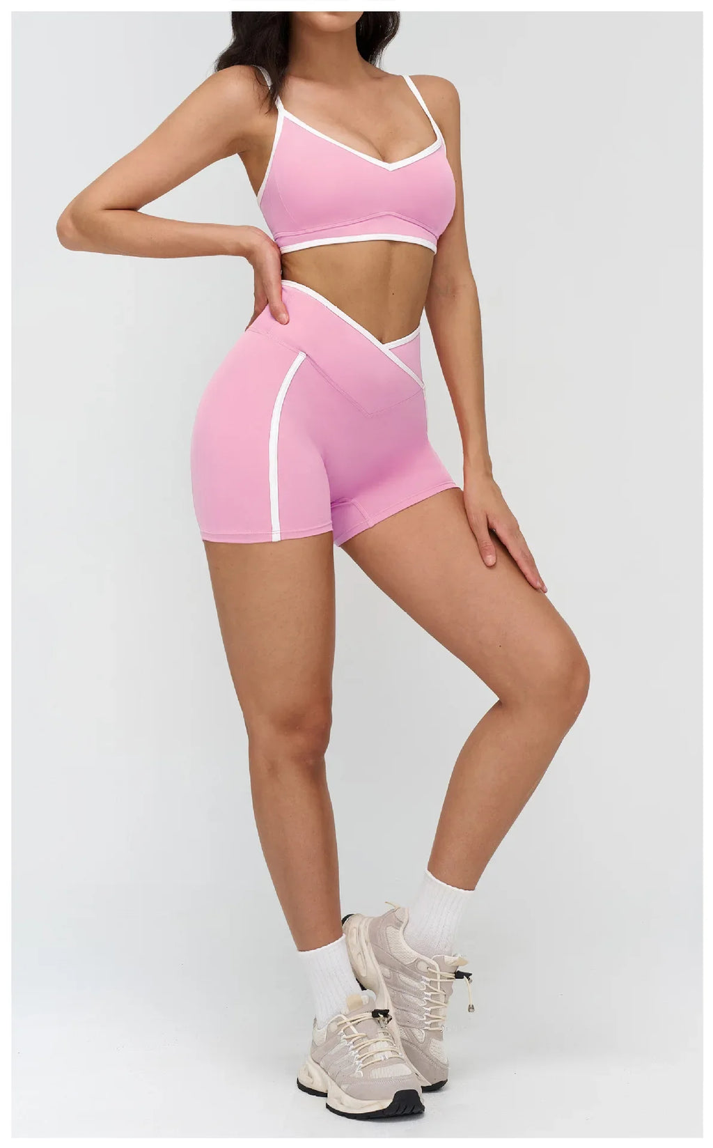 Patchwork Backless Yoga Sets Women Sportswear High Waist Gym Scrunch Bum Shorts Set Female Fitness Sports Suit Workout Clothes