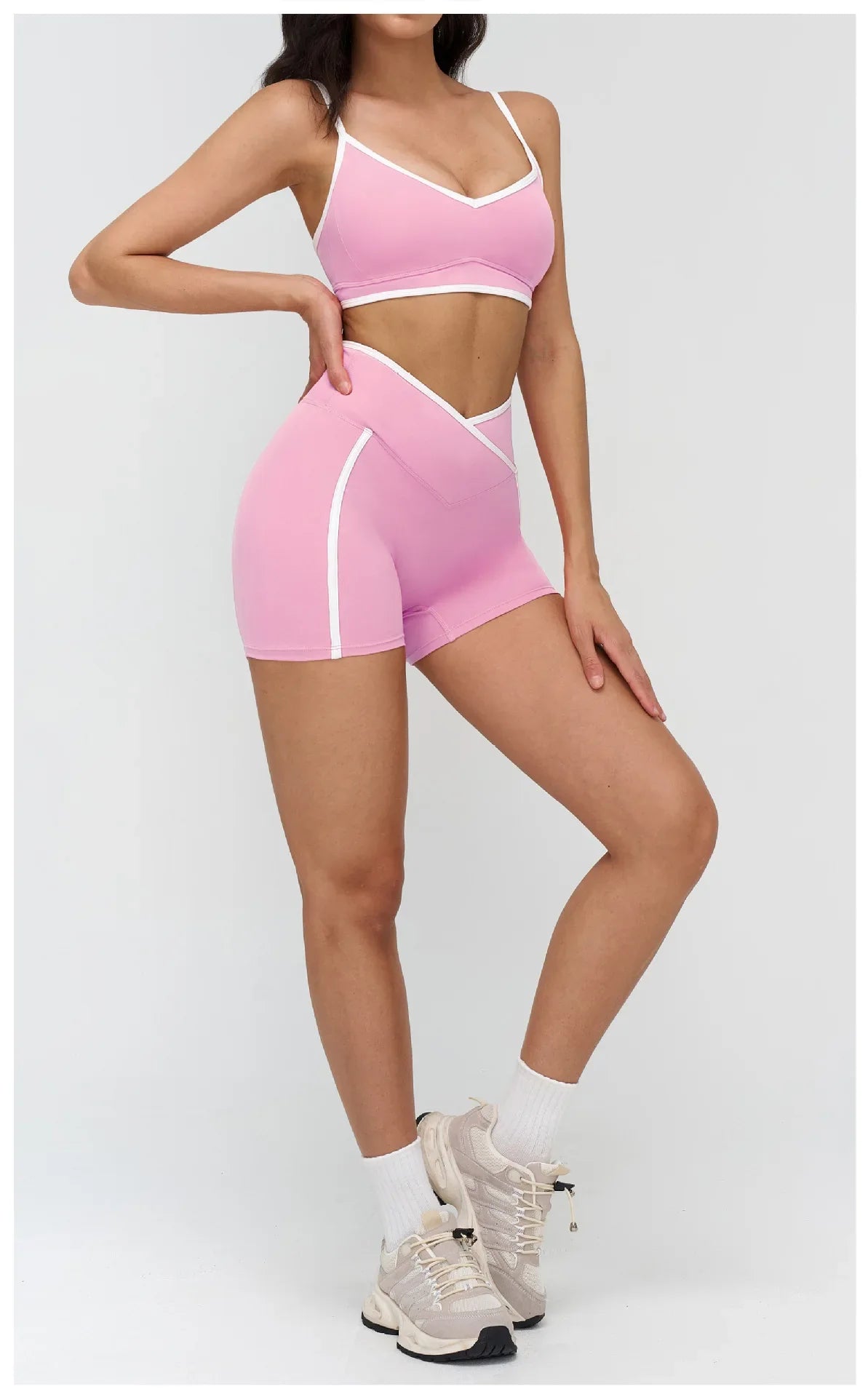 Patchwork Backless Yoga Sets Women Sportswear High Waist Gym Scrunch Bum Shorts Set Female Fitness Sports Suit Workout Clothes