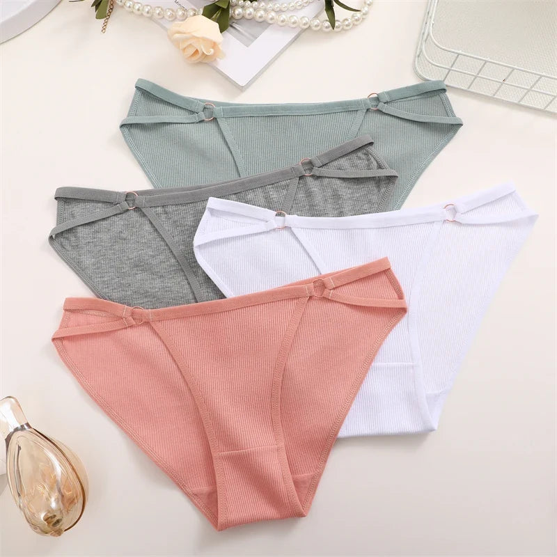 Women Cotton Lingerie Sexy Soft Fashion Panties Femme Buckle Design Underwear Sexy Pantys Underpant Lingerie Lace Intimates S-XL