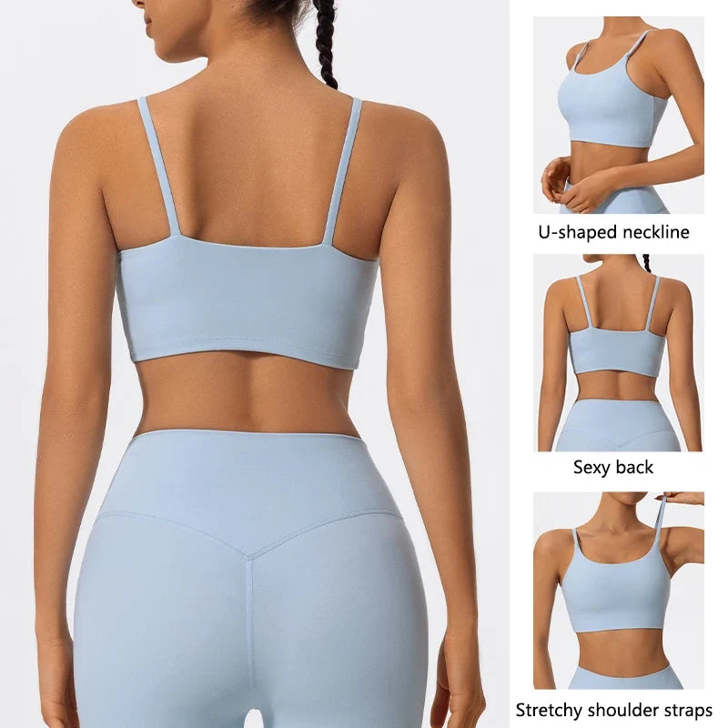 Hearuisavy Summer Ultra-Soft Fabrics Sports Bra Gym Top Women Push Up Workout Quick-Dry Yoga Top Sportswear Fitness Underwear