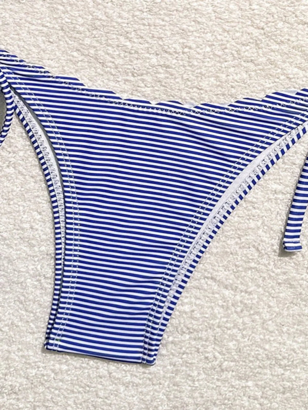 Women's Blue Stripe Print Two Piece Swimsuit Sexy Mini Triangle Cup Bra Halter Backless Bikini Set 2024 Summer Beach Swimwear