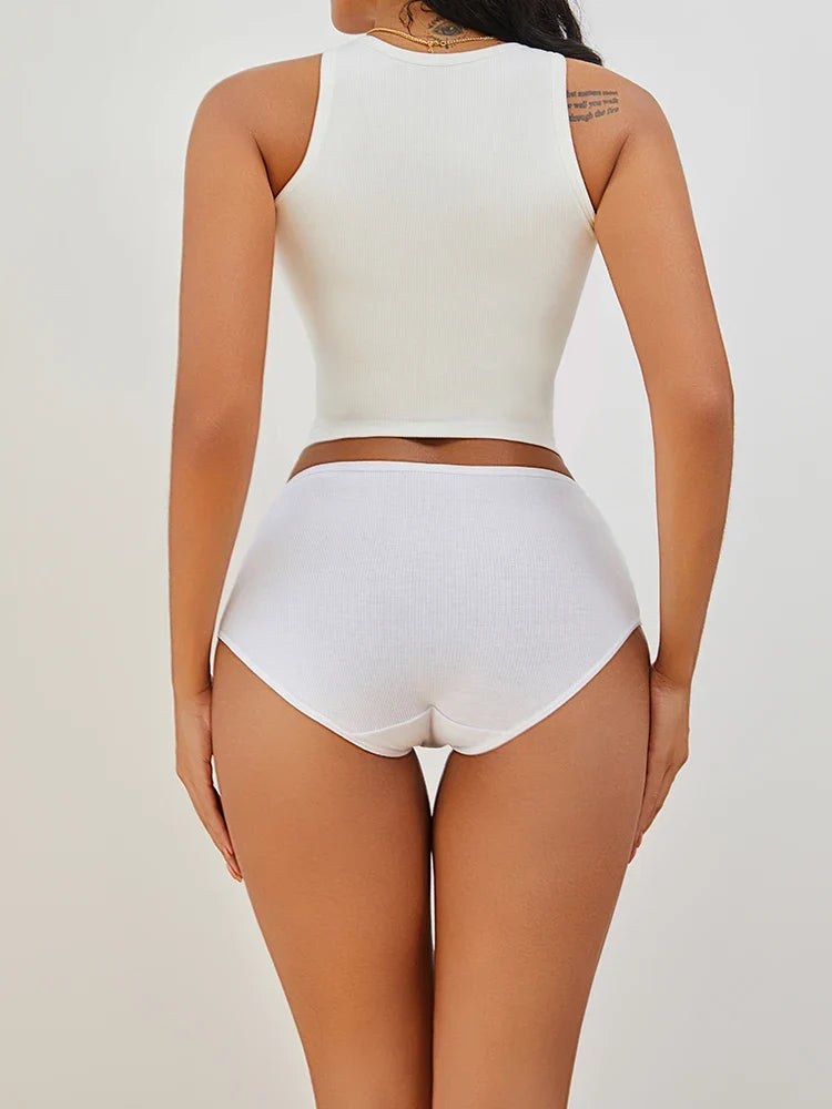 3Pcs women cotton High Waist underwear breathable Striped Panties Female Plus Size Solid Color Briefs comfortable Lingerie S-XXL