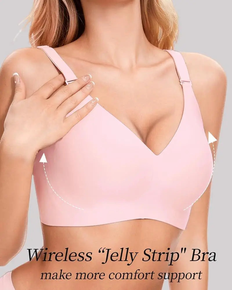 Women's Jelly Seamless Wire-Free Bra Full Cup Thin Mold Soft Support Underwear Plus Size Comfortable High Elasticity Bra