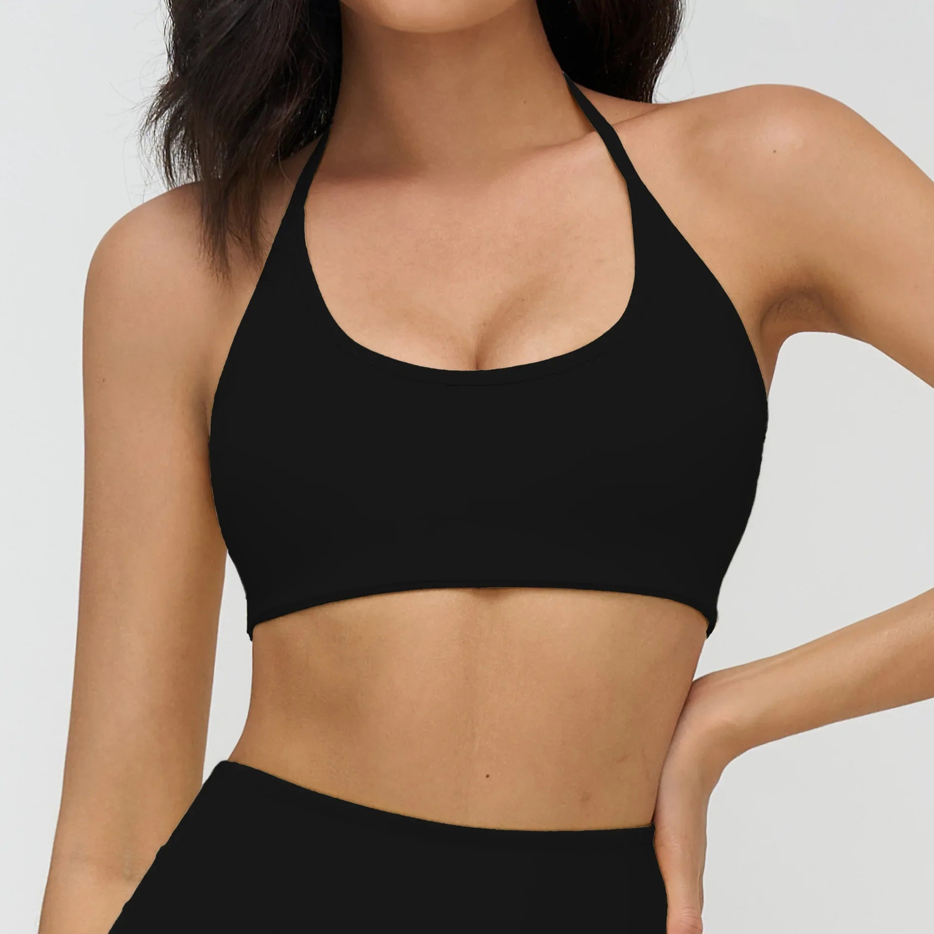 Neck Hanging Sports Bra High Support Women Push Up Bra Summer Gym Clothes Fitness Halter Top Quick Dry Running Workout Underwear