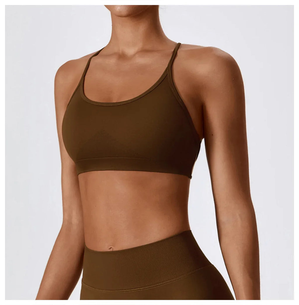 Women Cross Strap Sports Bra Women Push Up Sport Bra Yoga Gym Crop Top Brassiere Fitness Top Seamless Sport Bra Breathable Bras