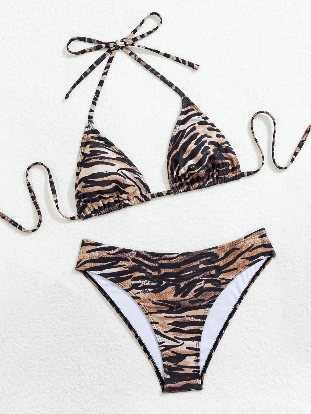 2025 New Women's Black Ground White Dot Printed Swimsuit Halter Neck Low Waist Bikini Set For Summer Female Swimwear Brazilian