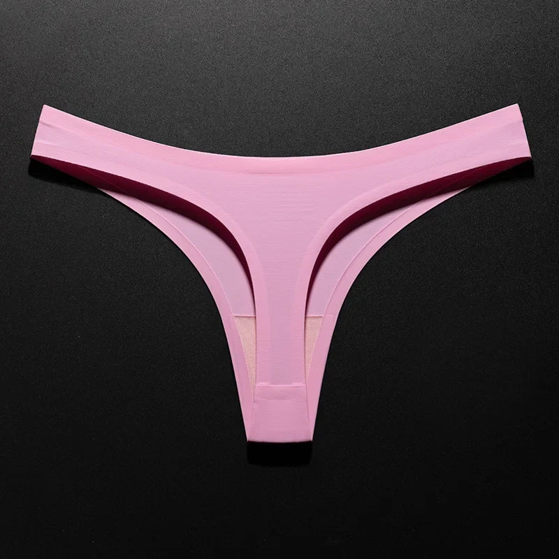 Ice Silk Leopard Women Panties Sexy G String Thong Seamless Underwear T Back Candy Color Girls Briefs Underpants Plus Size M-XXL