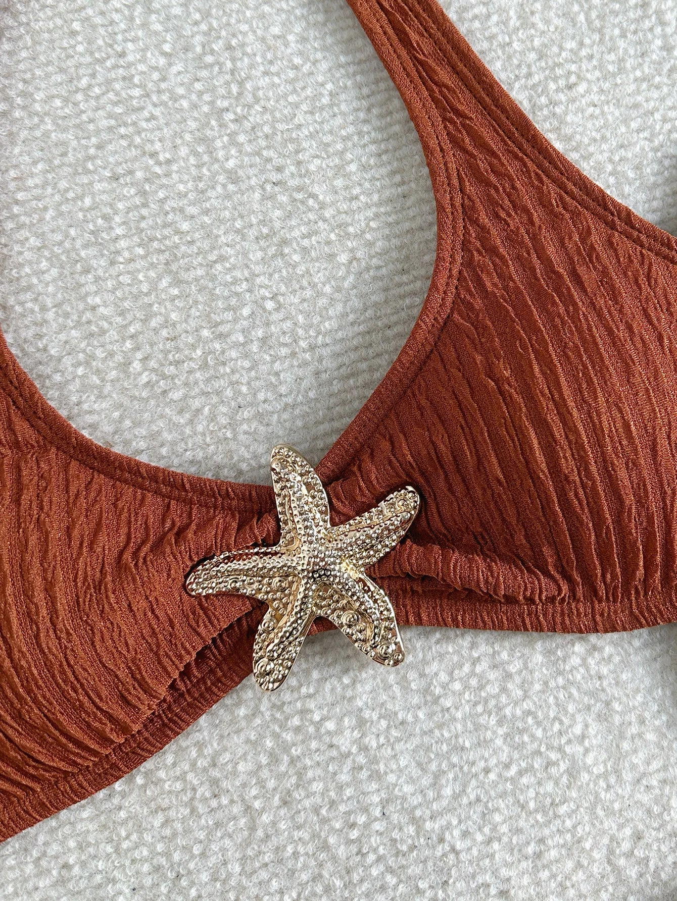 Sexy Metal Starfish Micro Bikini Set 2026 Women Brown Push Up Bra High Waist Swimsuit Summer Bathing Suit Two Piece Swimwear