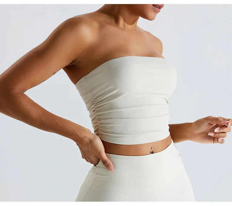 Sexy Strapless Sports Bra Backless Gym Top Women Quick-Drying Yoga Clothes Women Top Fitness Chest Wrap Underwear Workout Bra