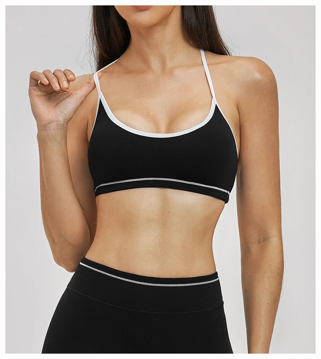 Yoga Bra U-Shaped Adjustable Shoulder Strap Cross Back Women Fitness Sports Bra Top Gym Yoga Athletic Tight Workout Jog Soft Pad