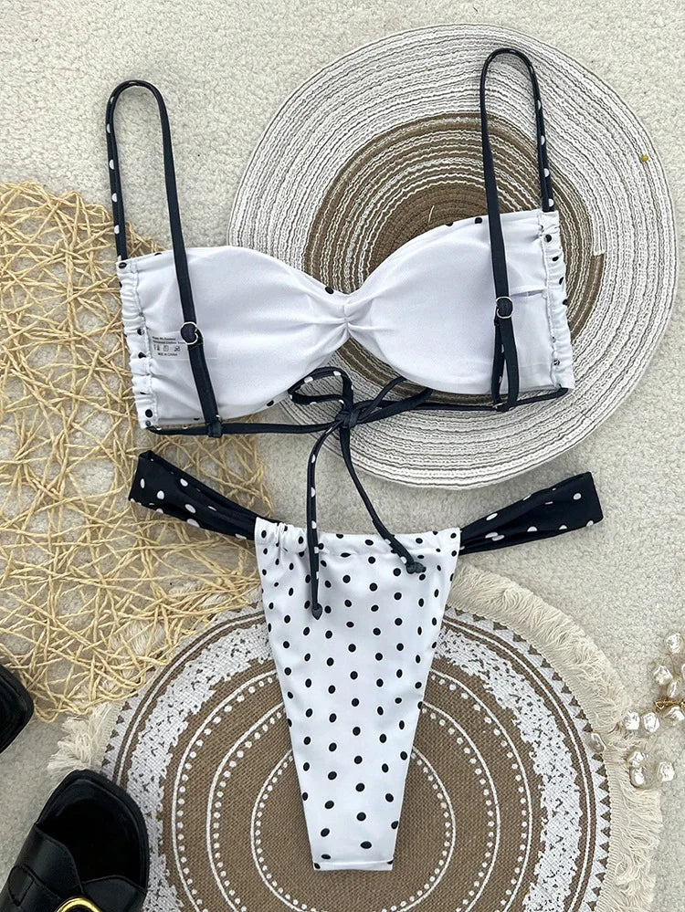 2026 Two Piece Separate Bikinis Set Women's Swimsuit Black Swimwear New Swimming Suit With Pad Push Up Bra Set Thong Bikini Suit