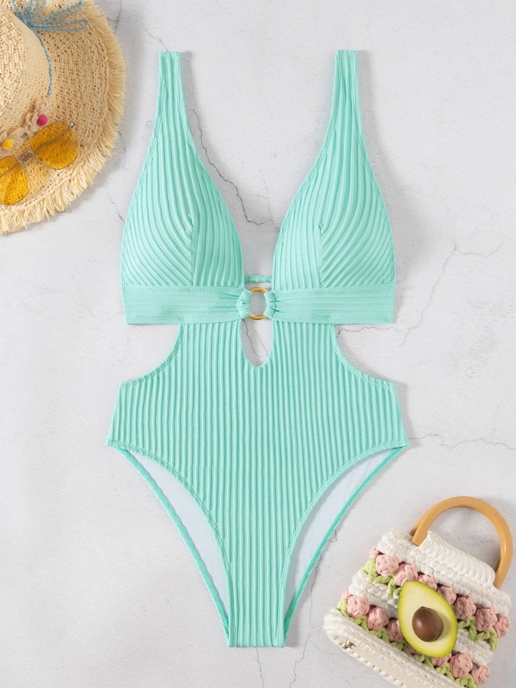 2026 Deep V Neck Cut Out Women Swimwear One Piece Swimsuit Female High Leg Cut Monokini Bather Backless Bathing Swim Beachwear