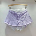 New Fashion Women's Irregular Fake Two-piece A-line Mini Denim Skirts 2026 Autumn Trendy High Waist Skirt Female Fashion XHV4