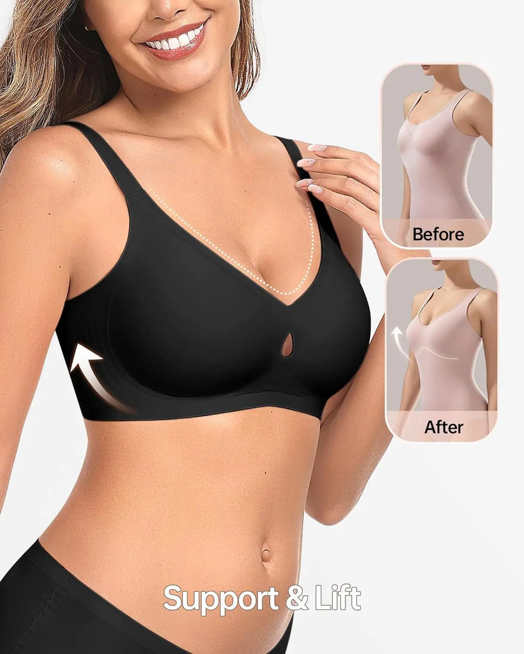 Women's Small Teardrop Smooth Wire-free Bra 3/4 Cup Thin Mold Jelly-like Bra Comfortable and Breathable Underwear Plus