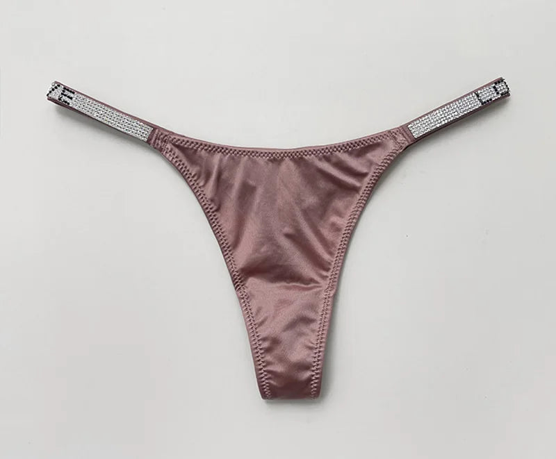 Sexy Panties Women Thongs Rhinestones G string Letter Diamonds Sports Thong Low Waist Briefs T-back Fitness Size S-XL