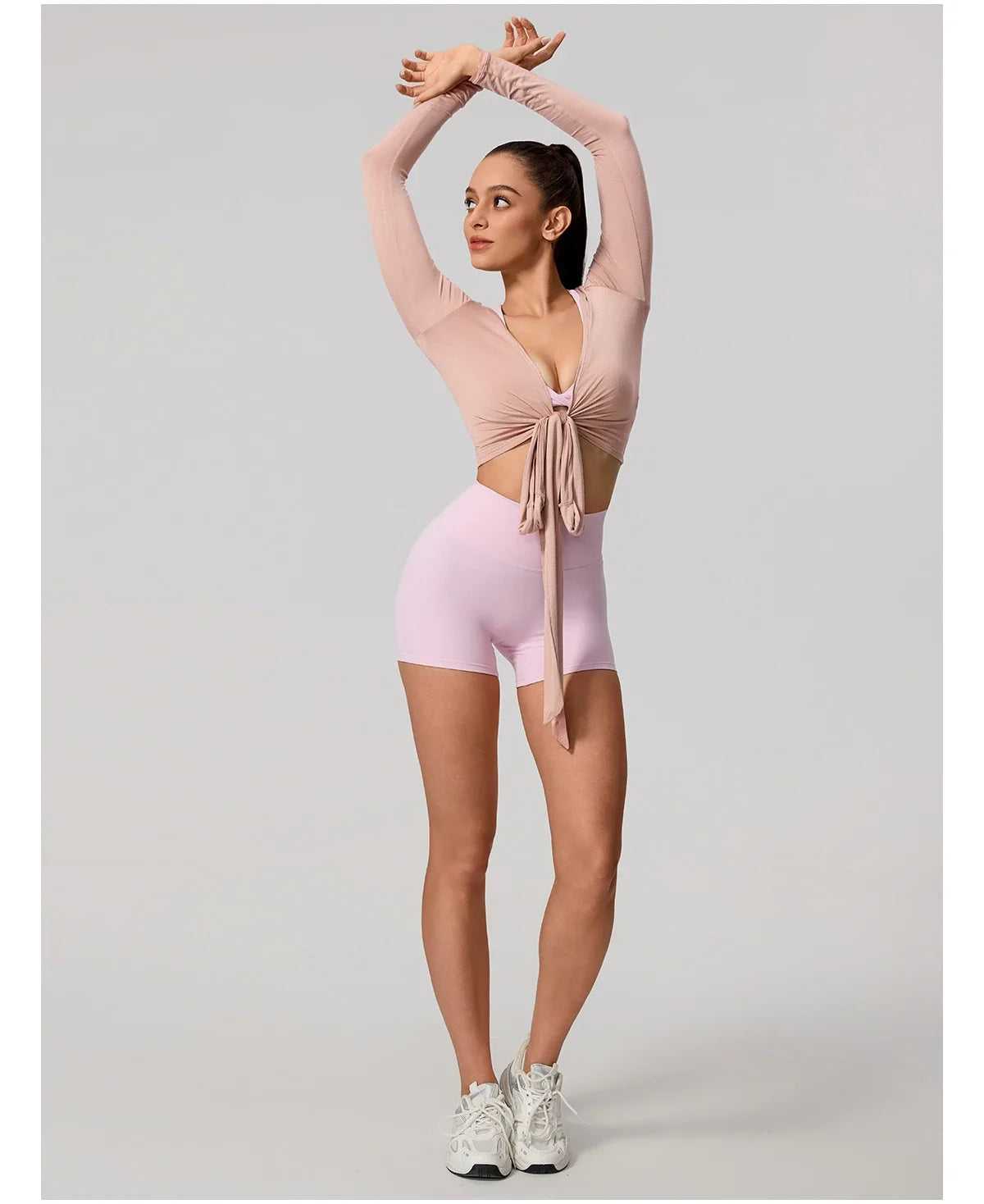 Hearuisavy Summer Women's Yoga Shirt Long Sleeve Sportswear Gym Breathable Quick Dry Sports Top Pilates Dance Ballet Wrap Tops