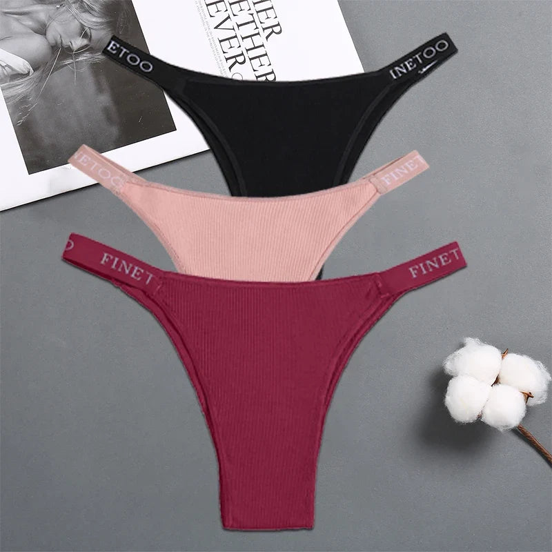 3Pcs/Set Cotton Panties Women Letter Belt Lace Sexy Briefs Seamless Low Rise Underwear Ladies M-XL Underwear Girls Lingerie New