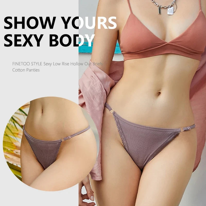 7Pcs Cotton Lace Panties Sexy G-String Women's Underwear Low Waist Comfortable Lingerie Briefs Adjustable Waist Thong Intimates