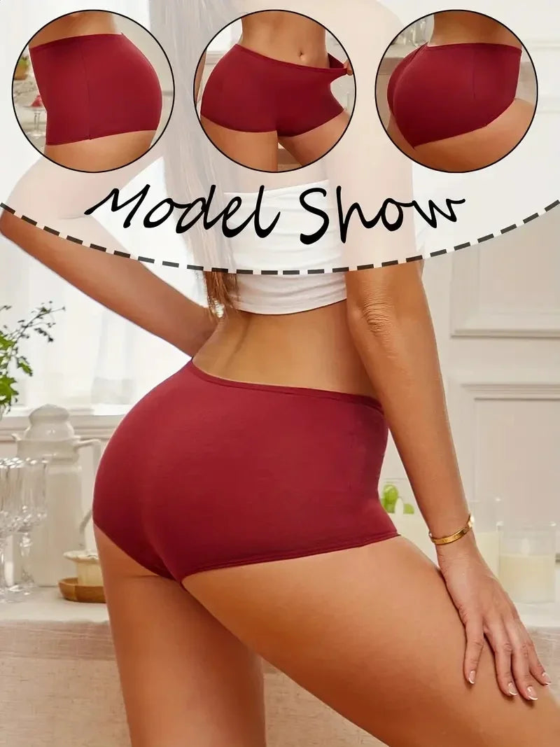 5Pcs Women's Cotton Underwear Boxers Seamless Sports Panties Female Solid Color Briefs Cozy Lingerie Intimate Underpants XS-XL