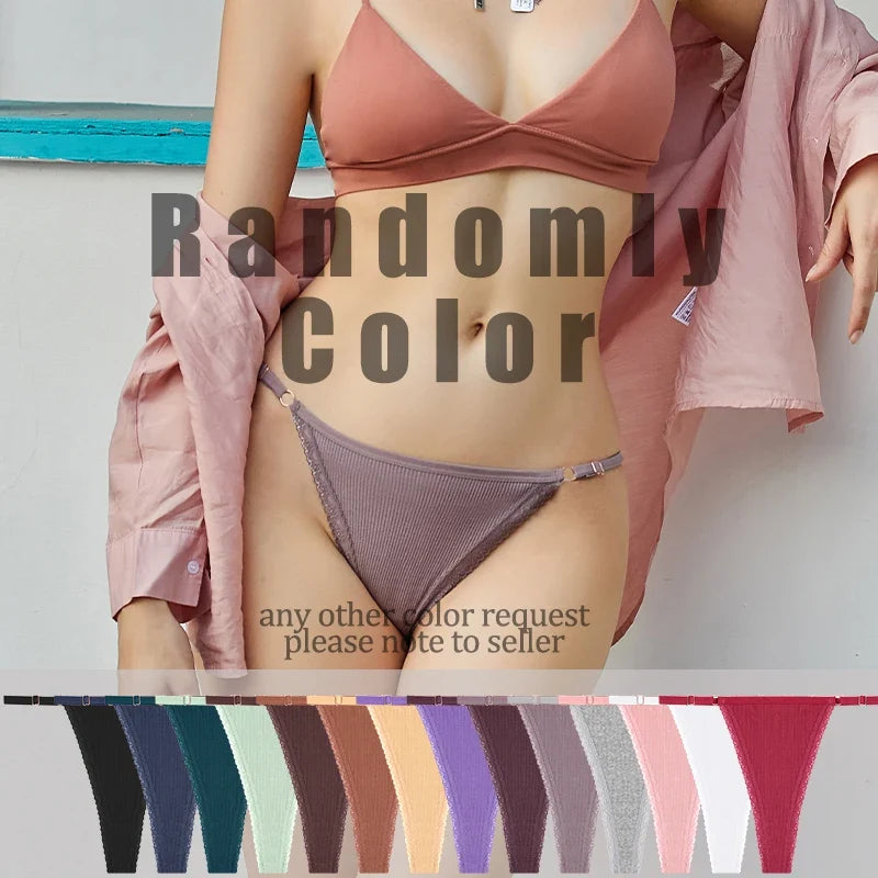 7Pcs Cotton Lace Panties Sexy G-String Women's Underwear Low Waist Comfortable Lingerie Briefs Adjustable Waist Thong Intimates
