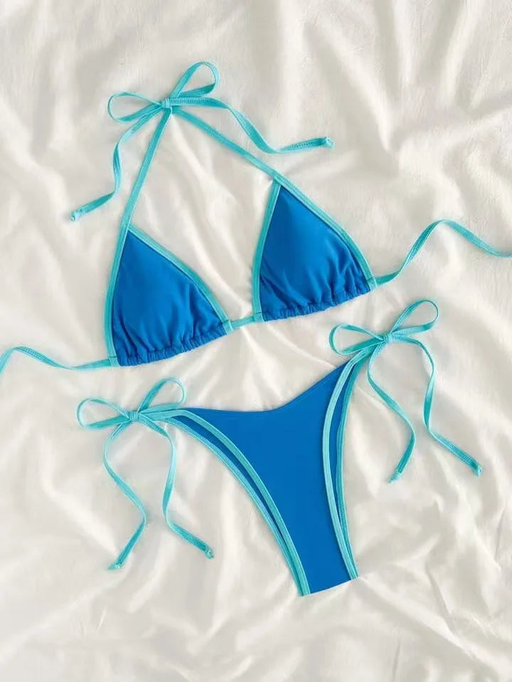 2026 Sexy Contrast Color Separates Micro Bikini Women's Swimsuit Female Swimwear Mini Thong Bikinis Set Two-piece Bathing Suit
