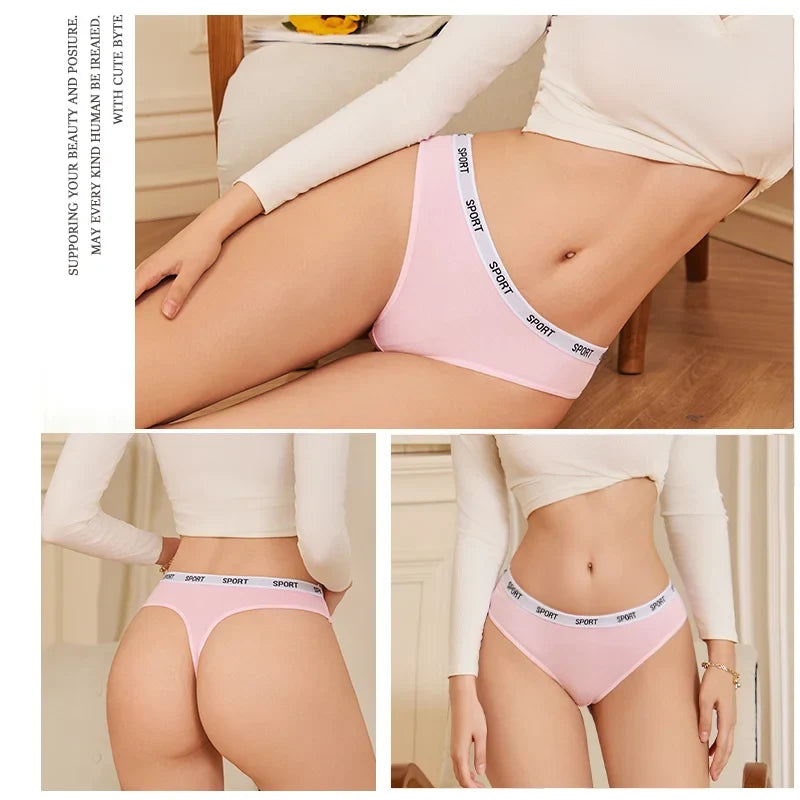 6Pcs/Set Women Thongs Cotton Panties Plus Zise Underwear Sexy G-String Low Waist Briefs Underpants Comfortable Lingerie S-XL