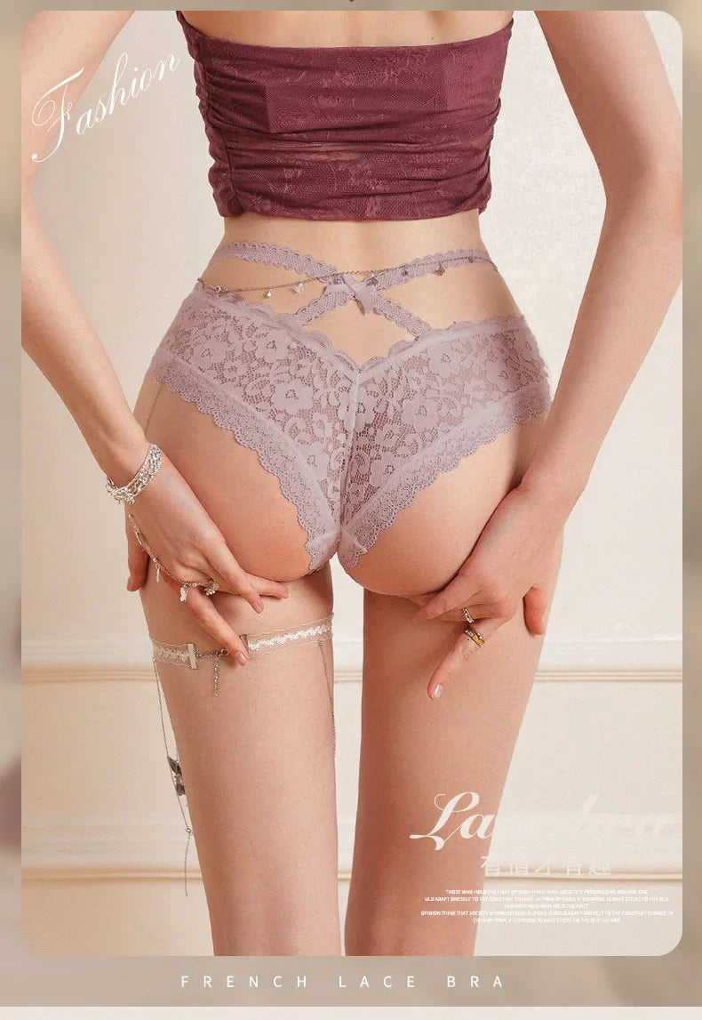 Lace Thin Sexy Girls Panties Seamless Women Briefs Thong Hollow Out G String Underwear Transparent Female Low Waist Lingerie
