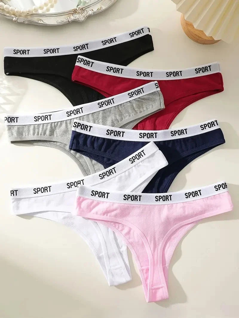 6Pcs/Set Women Thongs Cotton Panties Plus Zise Underwear Sexy G-String Low Waist Briefs Underpants Comfortable Lingerie S-XL