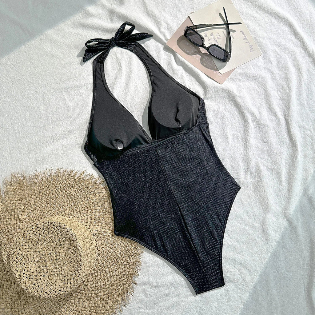 New Deep V Neck One Piece Swimsuit 2026 Women Orange White Pleate Tummy Control Swimwear Beach Holiday Bathing Suit Monokini
