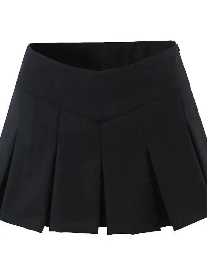 2026 Spring/summer New High Waisted Pleated Skirt Women's Spicy Girl Solid Color Slim A-line Wrap Hip Short Skirt A45S