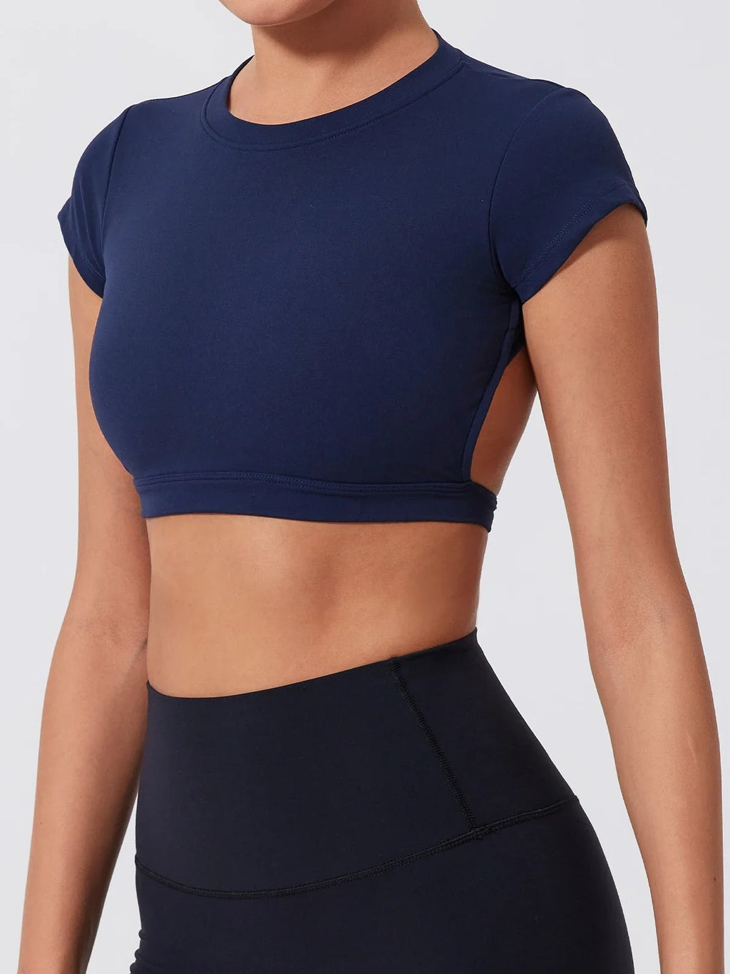 Hearuisavy Summer Sports Shirts Workout Tops Fitness Activewear Quick-Dry Yoga Clothes Sport Crop Tops Backless Gym Top Women