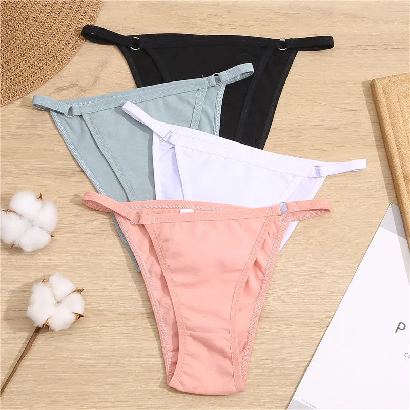 4Pcs/Set Women's Cotton Panties 3Pcs/set Sexy Low Waist Briefs M-2XL Comfortable Underwear Female Soft Color Underpants Lingerie