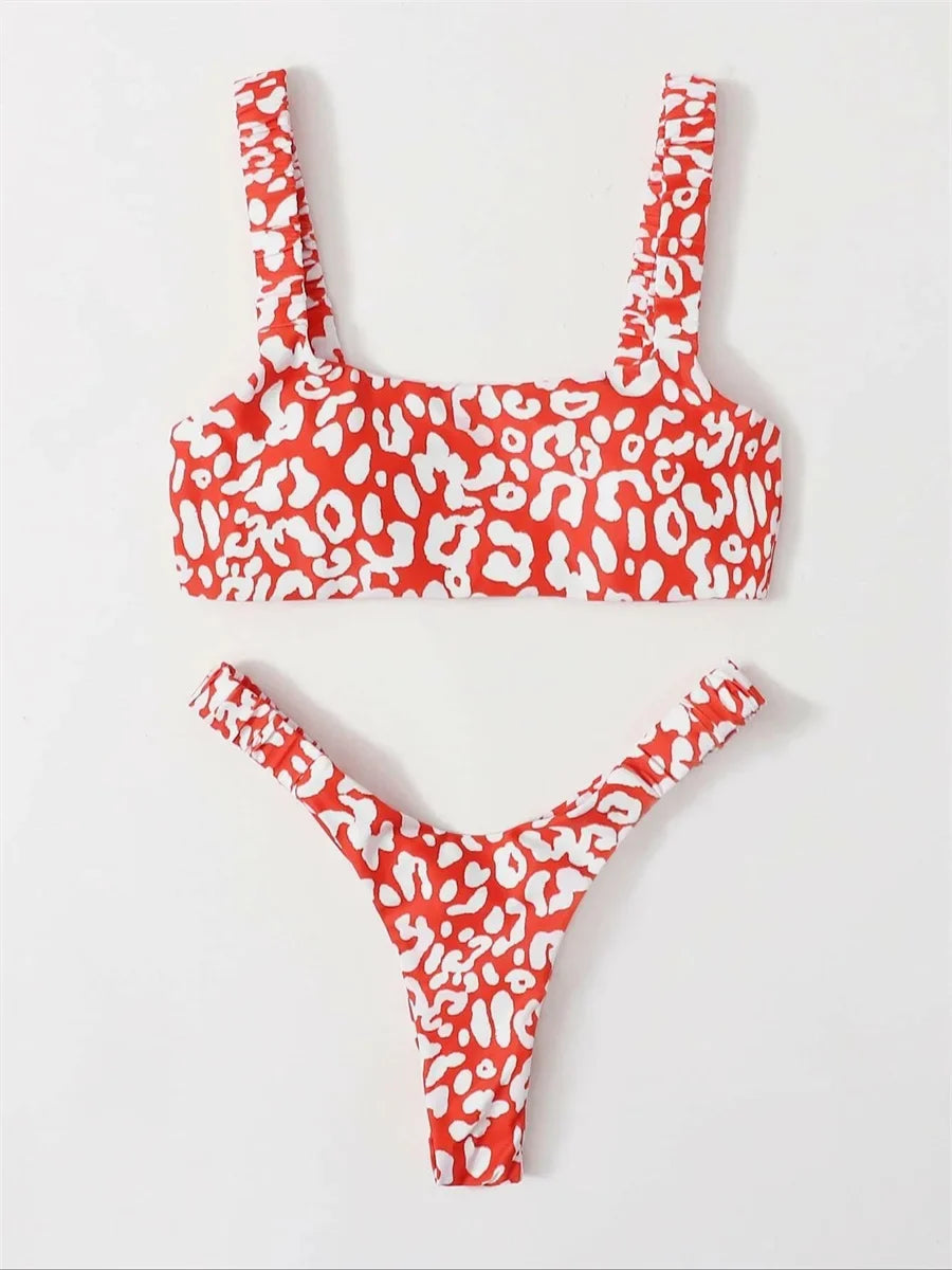 Sexy Micro Bikini 2026 Women Orange Leopard Push Up Padded Thong Swimsuit Female Cut Out Bathing Suit Swimwear Trajes De Baño
