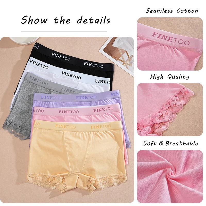 Women's Cotton Lace Boyshorts Sexy Letter Belt Breathable Boxer Panties High Waist Stretch Briefs Comfortable Sport Shorts S-XXL