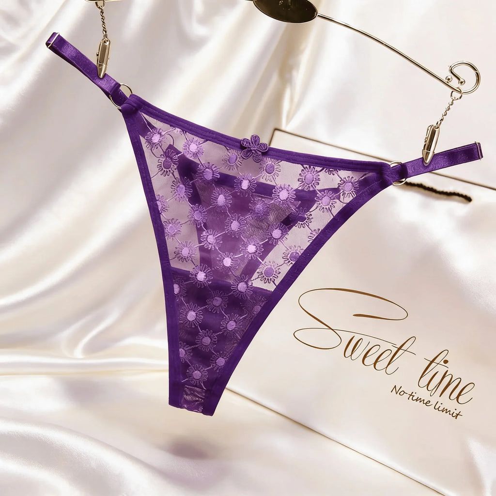 Thin Sexy Girls G String Thong Panties Women Briefs Flower Hollow Out Transparent Underwear Female Lingerie