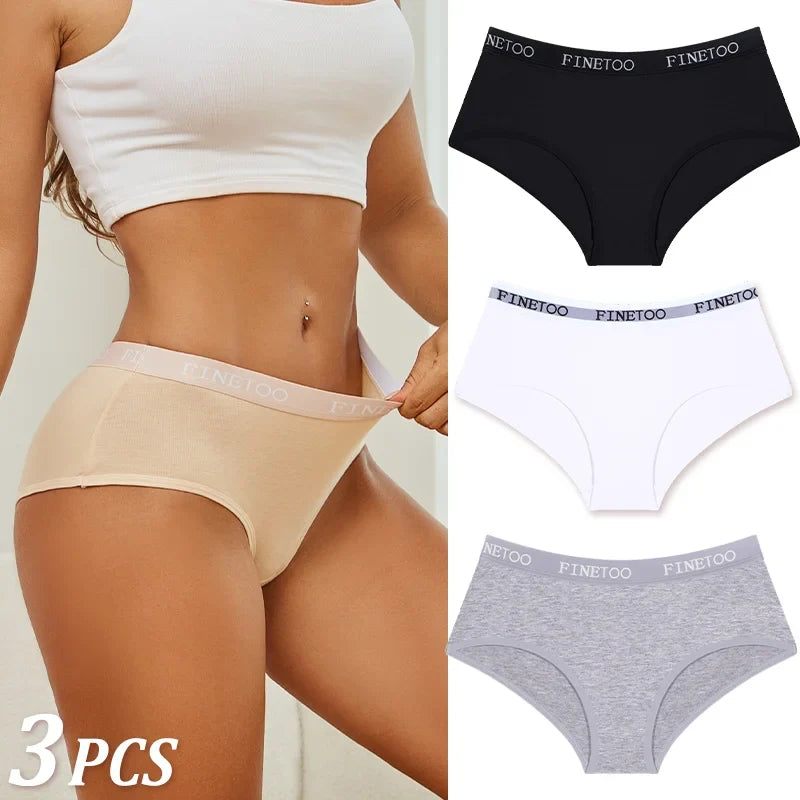 3Pcs Women's Cotton Briefs Letter Belt Underwear Women Panties Sexy Breathable Briefs Female Stretch Ladies Soft Lingerie