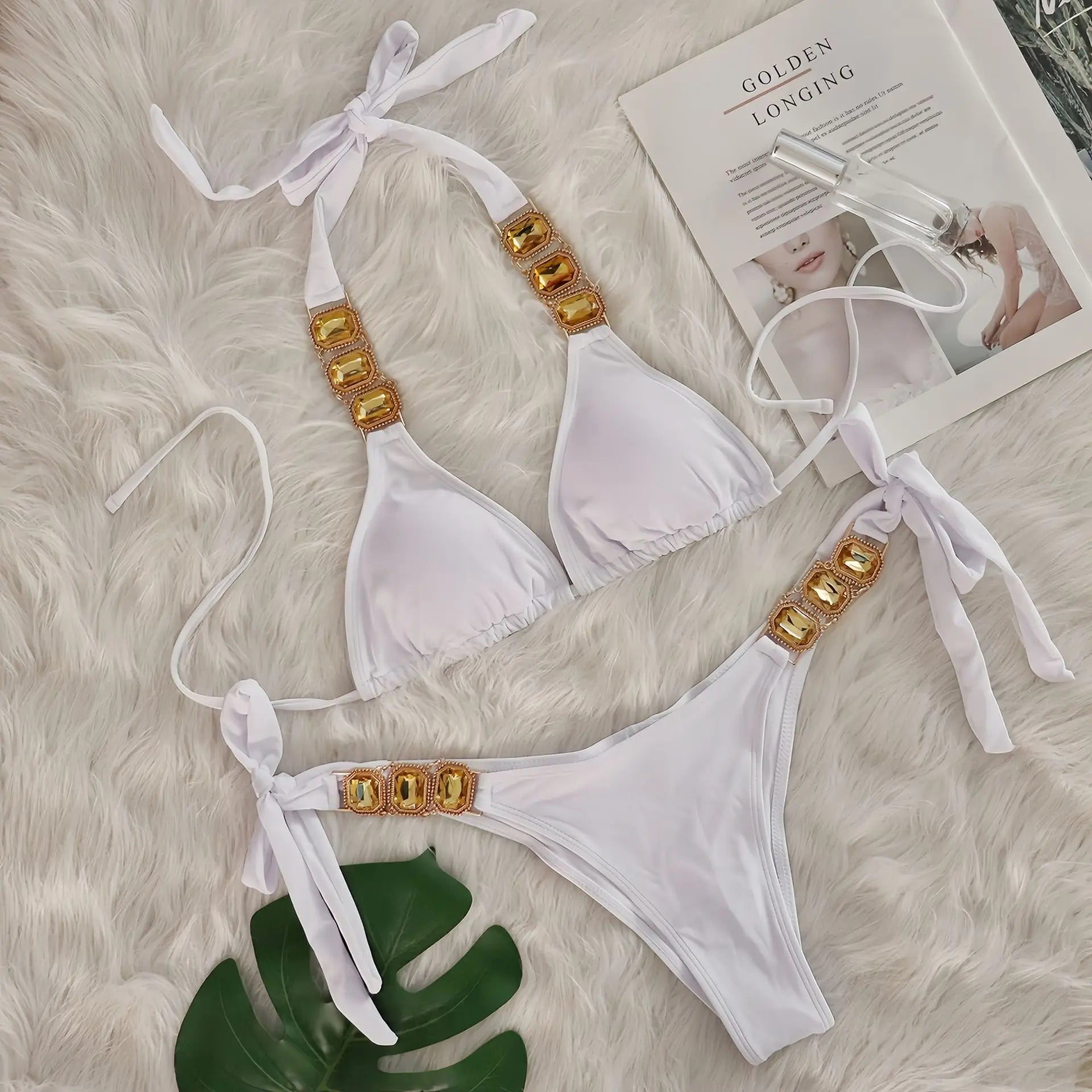 Sexy Rhinestone Bikini Set Women 2026 Luxury Pink Crystal Diamond Push Up Bandage Thong Swimsuit Beach Bathing Suit Swimwear