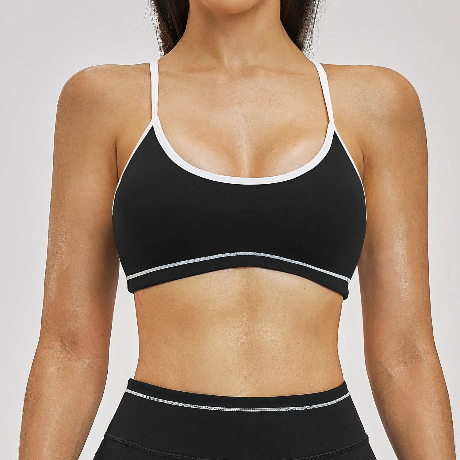Yoga Bra U-Shaped Adjustable Shoulder Strap Cross Back Women Fitness Sports Bra Top Gym Yoga Athletic Tight Workout Jog Soft Pad