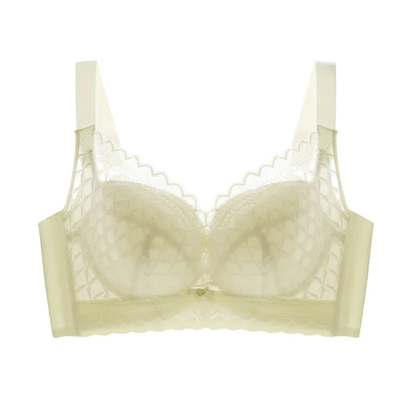 Women's Full Coverage Wire Free Bra Non-Foam Lace Bra Thin Sexy Lace Bra Plus Size 36-46CDE Push Up for Women Thin Latex Bra 46E