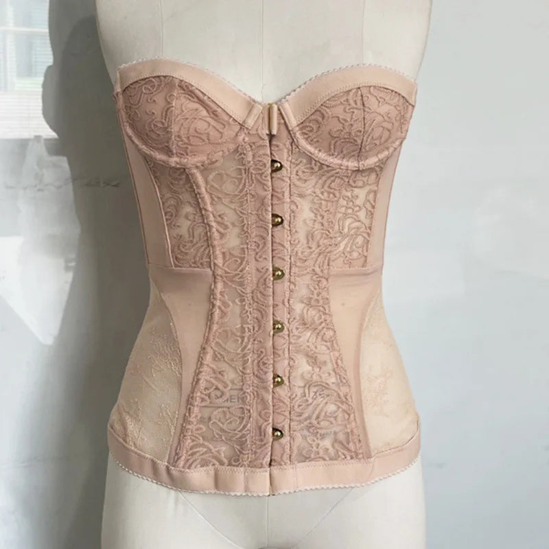 Spicy Girl Sexy Tight Corset Sexy Lace Hollow Out Sleeveless Strapless Tube Top 2025 Summer Fashion Women Street Trendy Tanks
